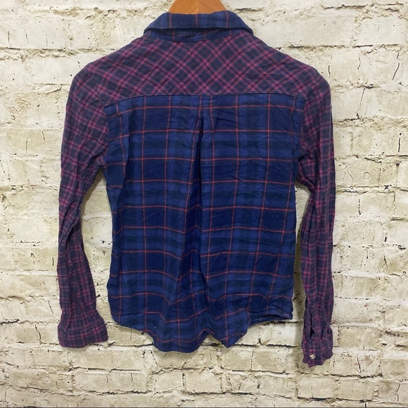 BDG Urban Outfitters Blue Red Plaid Flannel Button Up Shirt - Picture 3 of 5